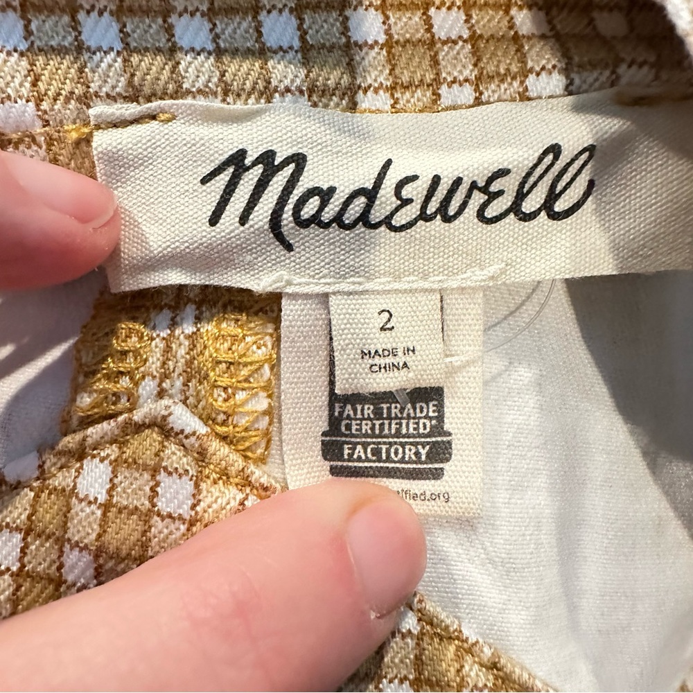 NWT Madewell Denim Supercrop Tank Top Mini Check Autumn Gold size 2 - Picture 5 of 7